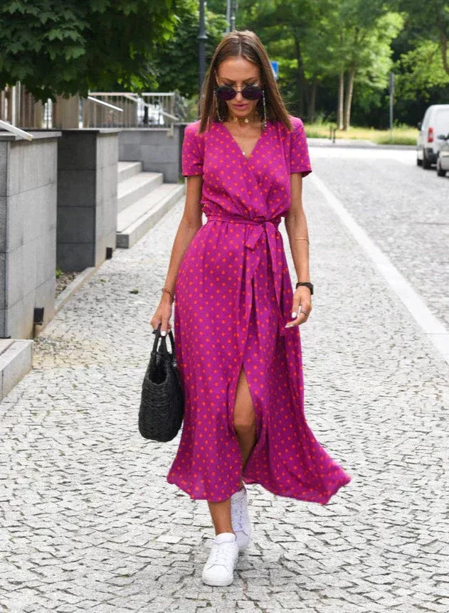 Valantomode | Floral Wrap Dress for Effortless Style and Elegance