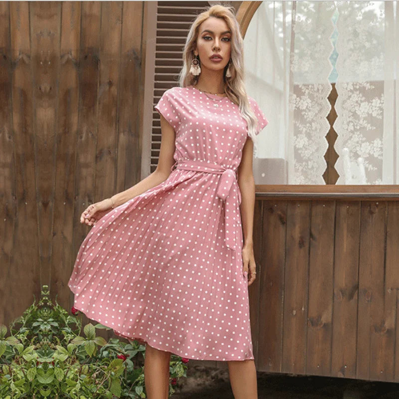 Valantomode | Dress with Polka Dot Pattern