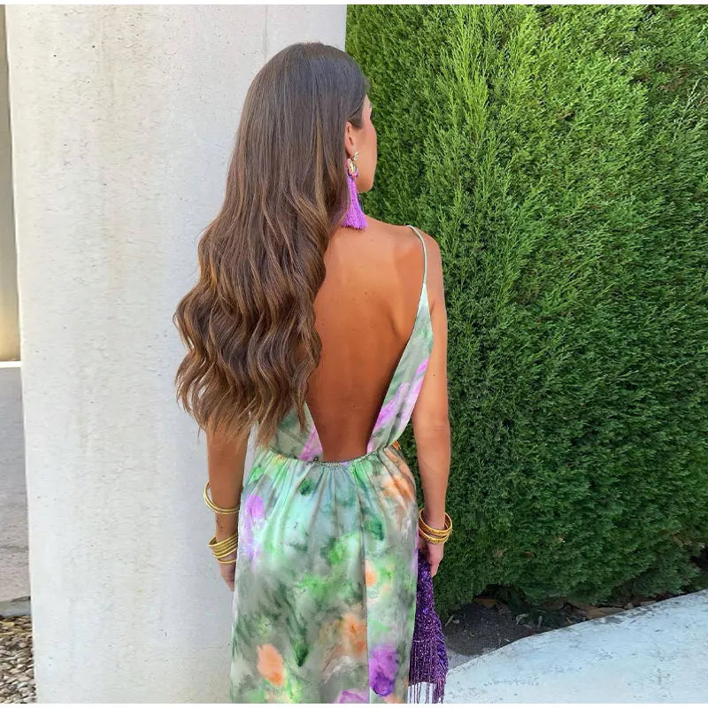 Valantomode | Stylish Maxi Dress with Colorful Tie Dye and Scarf Accessory