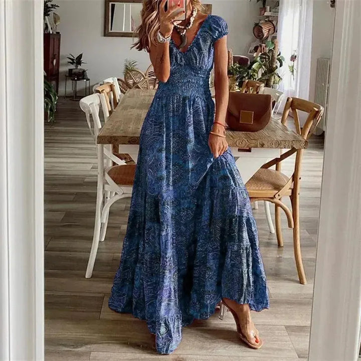 Valantomode | Bohemian Maxi Dress with Adjustable Fit for Women
