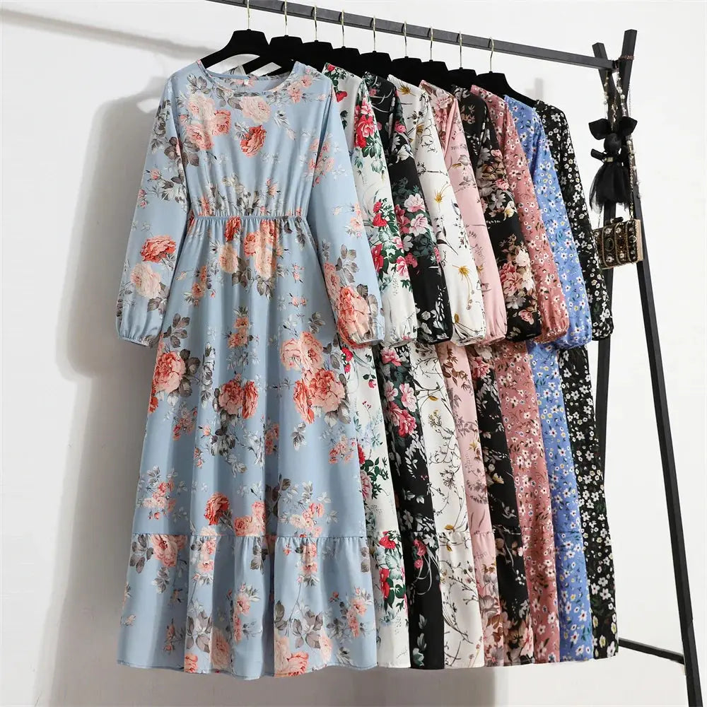 Valantomode | Beautiful Long Summer Dress with Floral Print for Women