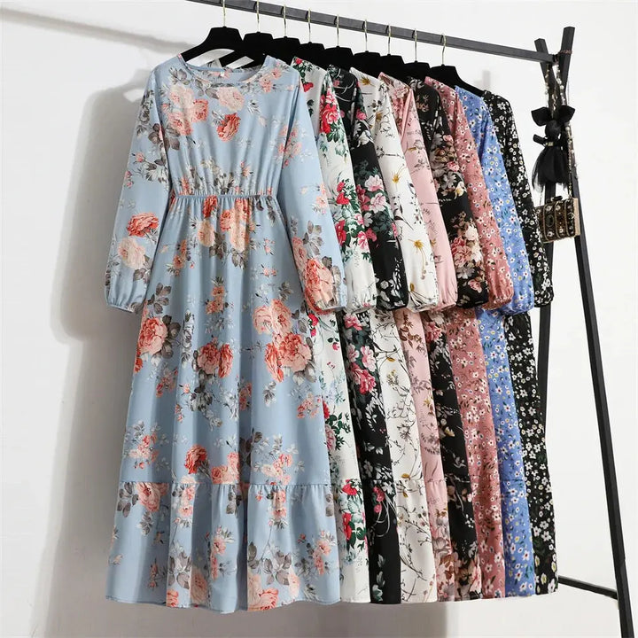 Valantomode | Beautiful Long Summer Dress with Floral Print for Women
