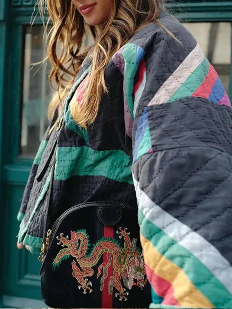 Valantomode | Vibrant Patchwork Jacket for Unique Style