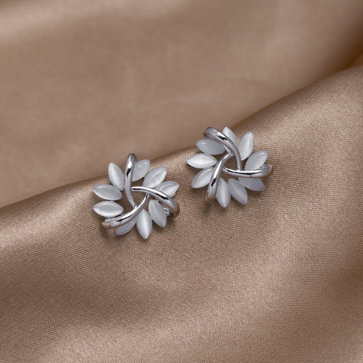 Valantomode | Plated Overlapping Petal Sculptural Earrings for Women