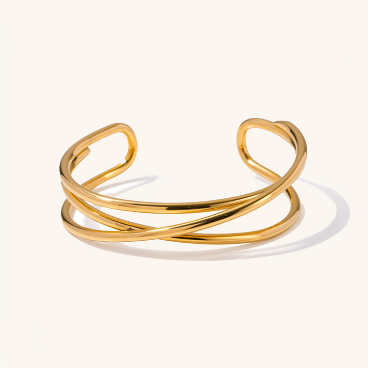 Valantomode | Gold Plated Intertwined Bangle for Women