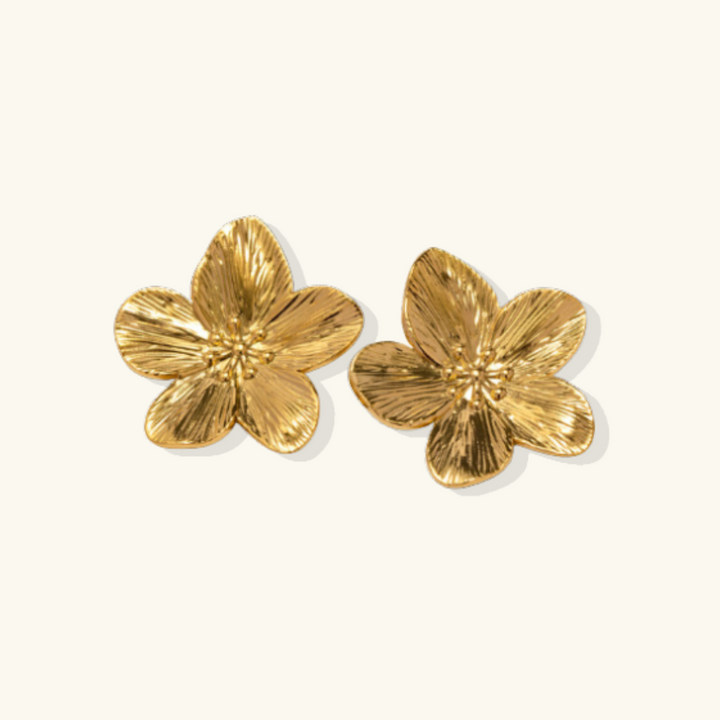 Valantomode | Heavyweight Plated Sculpted Petal Earrings for Women