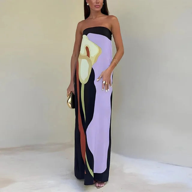 Valantomode | Chic Strapless Maxi Dress for Effortless Elegance