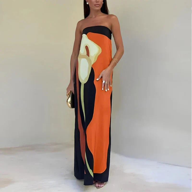 Valantomode | Chic Strapless Maxi Dress for Effortless Elegance