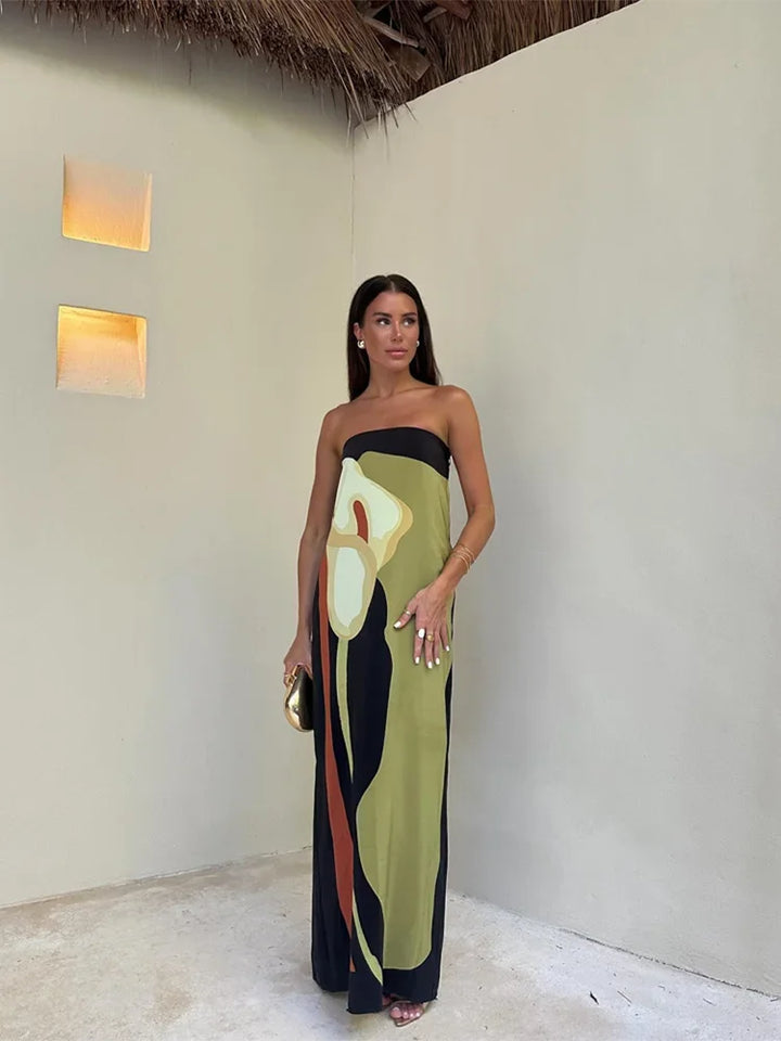 Valantomode | Chic Strapless Maxi Dress for Effortless Elegance