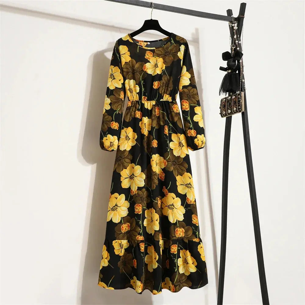 Valantomode | Beautiful Long Summer Dress with Floral Print for Women