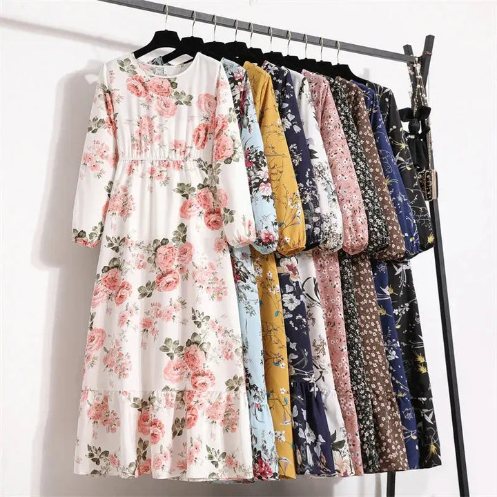 Valantomode | Beautiful Long Summer Dress with Floral Print for Women