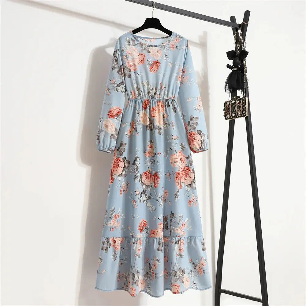 Valantomode | Beautiful Long Summer Dress with Floral Print for Women