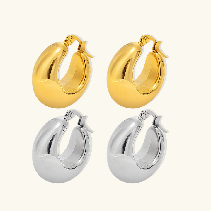 Valantomode | Plated Volumetric Curved Hoop Earrings for Women