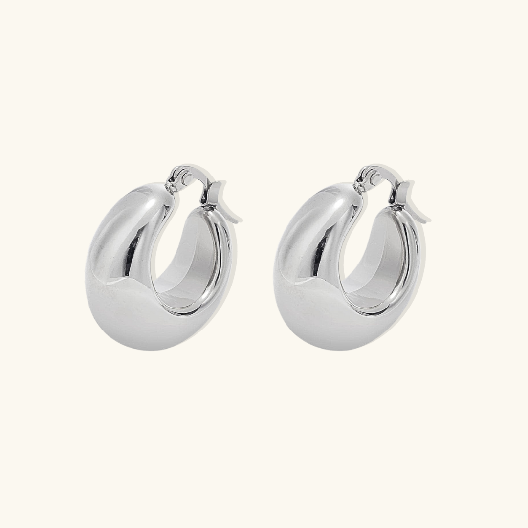 Valantomode | Plated Volumetric Curved Hoop Earrings for Women