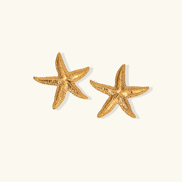 Valantomode | Plated Textured Starfish Motif Earrings for Women