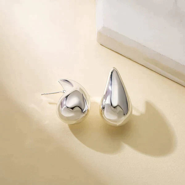 Valantomode | Plated Volumetric Teardrop Earrings with Monolithic Liquid Architecture