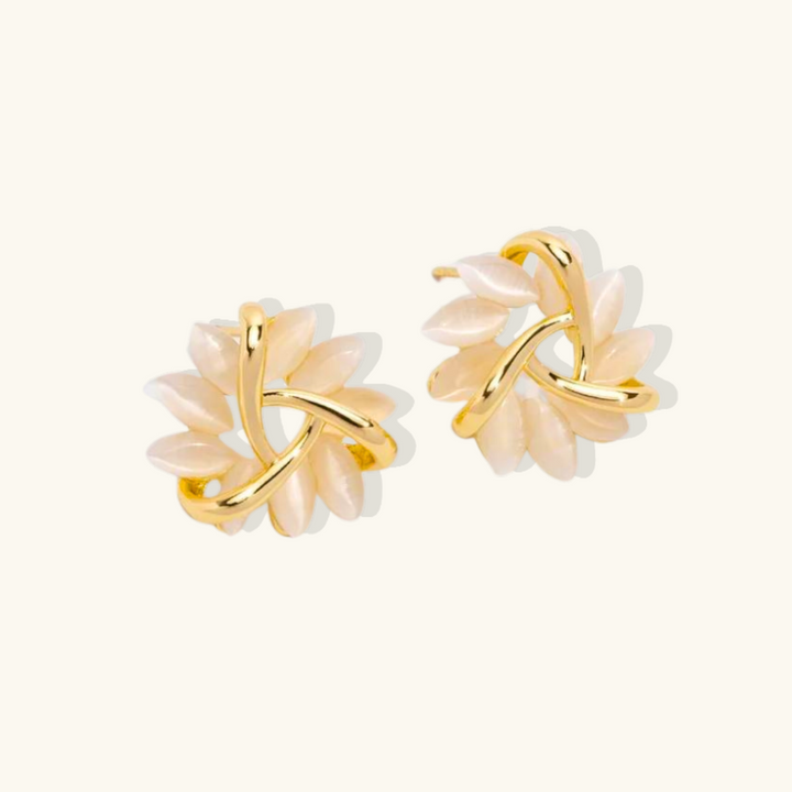 Valantomode | Plated Overlapping Petal Sculptural Earrings for Women