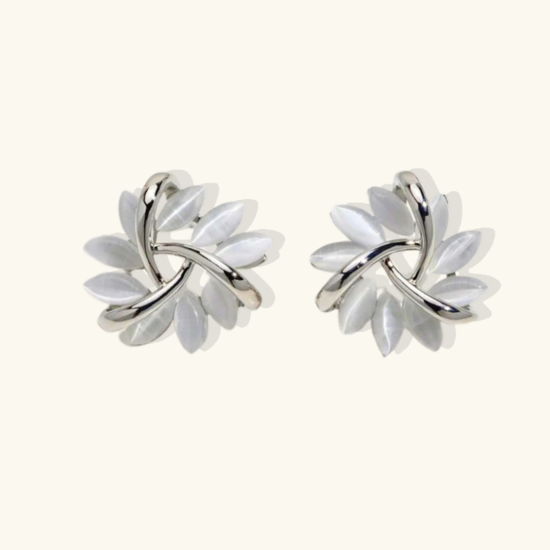 Valantomode | Plated Overlapping Petal Sculptural Earrings for Women