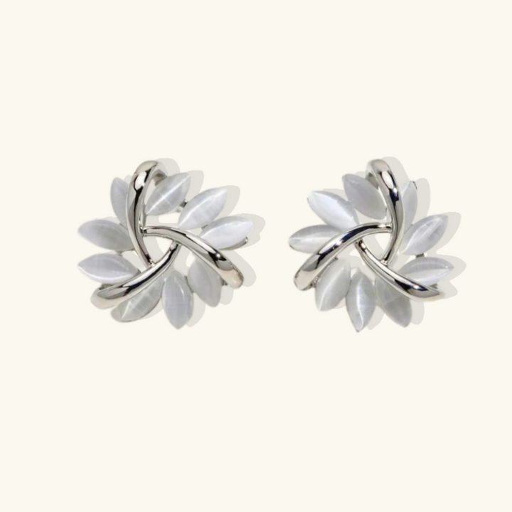 Valantomode | Plated Overlapping Petal Sculptural Earrings for Women