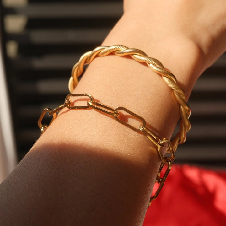 Valantomode | Gold Plated Paperclip Link Bracelet for Women