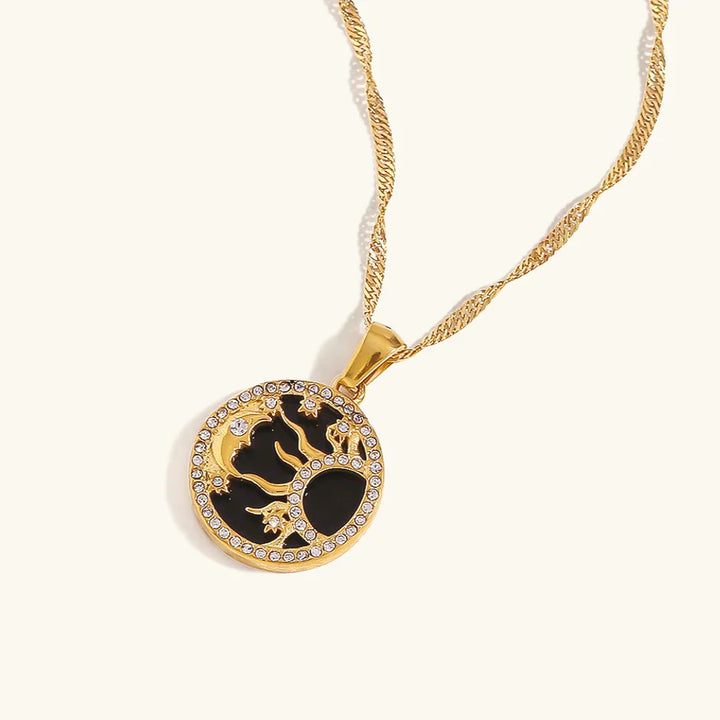 Valantomode | Plated Celestial Sun and Moon Necklace with Simulants for Women