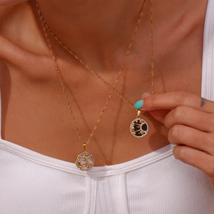 Valantomode | Plated Celestial Sun and Moon Necklace with Simulants for Women
