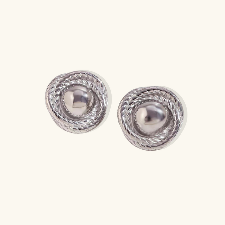 Valantomode | Plated Helical Spiral Earrings with Central Orb Focal Point for Women