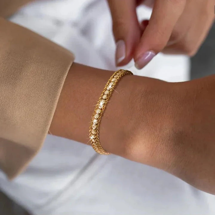 Valantomode | Gold Plated AAAAA Diamond Simulant Tennis Bracelet for Women