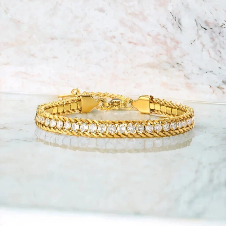 Valantomode | Gold Plated AAAAA Diamond Simulant Tennis Bracelet for Women