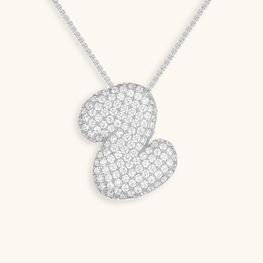Valantomode | Plated Volumetric Initial Necklace with High-Refractive Stone Assets