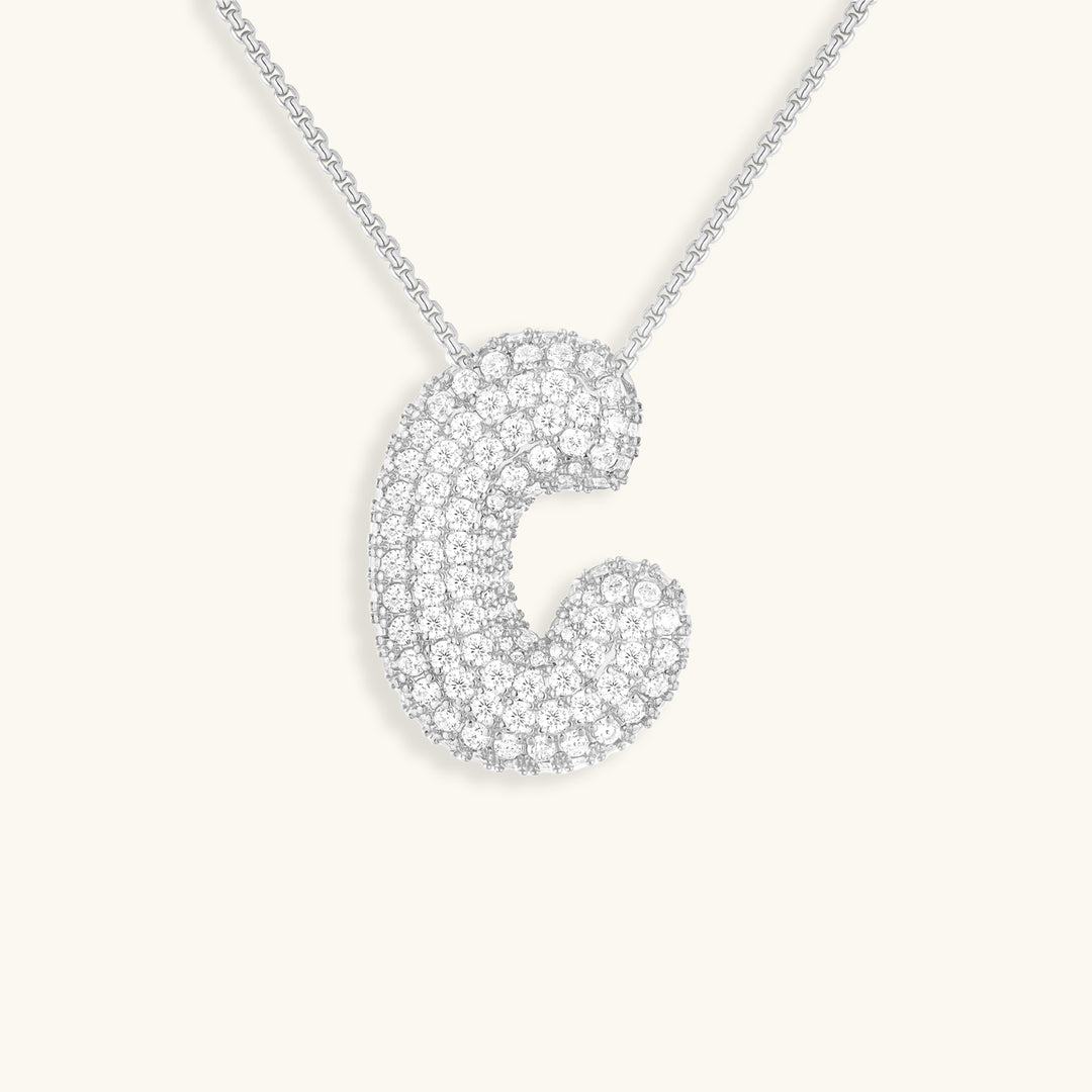 Valantomode | Plated Volumetric Initial Necklace with High-Refractive Stone Assets