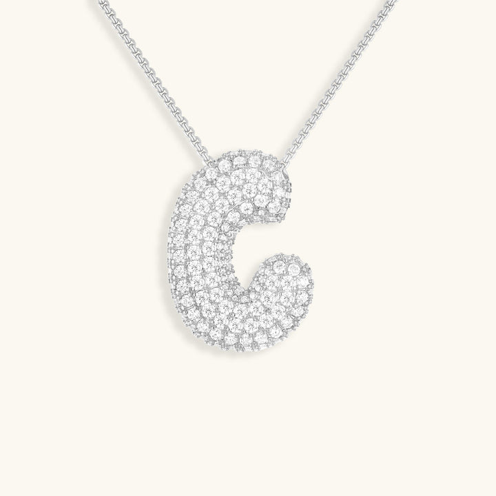 Valantomode | Plated Volumetric Initial Necklace with High-Refractive Stone Assets