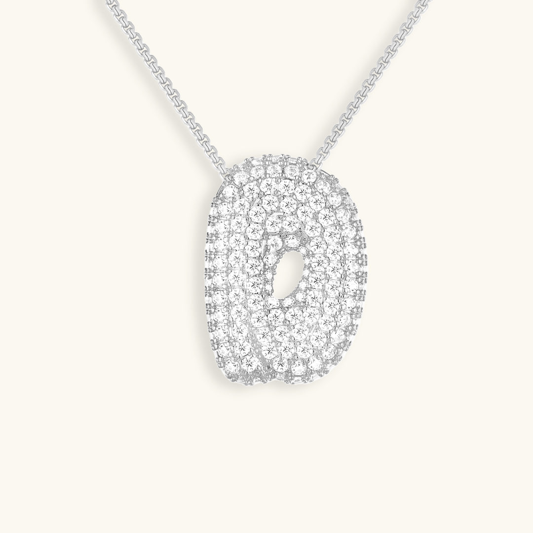 Valantomode | Plated Volumetric Initial Necklace with High-Refractive Stone Assets