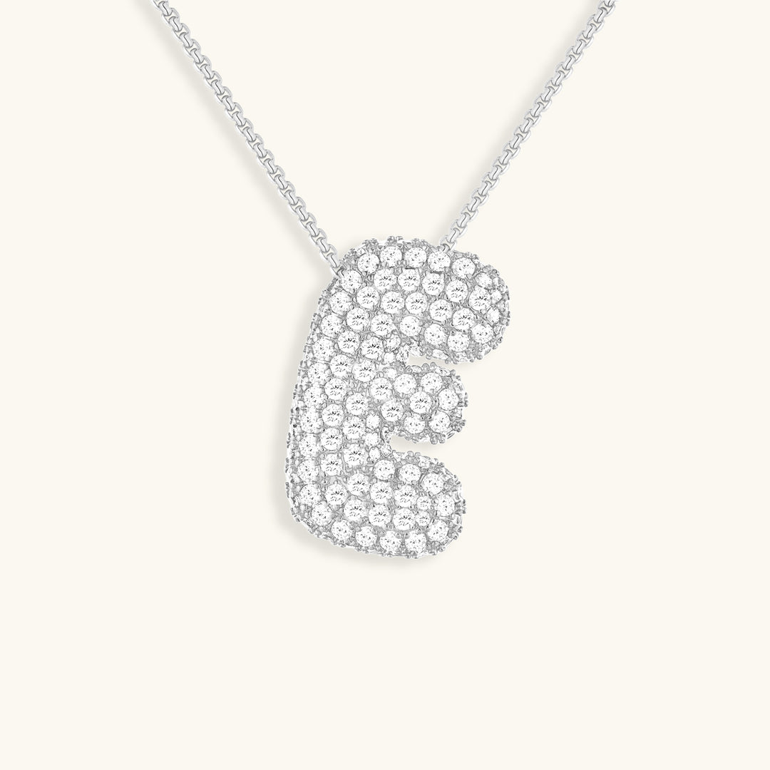 Valantomode | Plated Volumetric Initial Necklace with High-Refractive Stone Assets