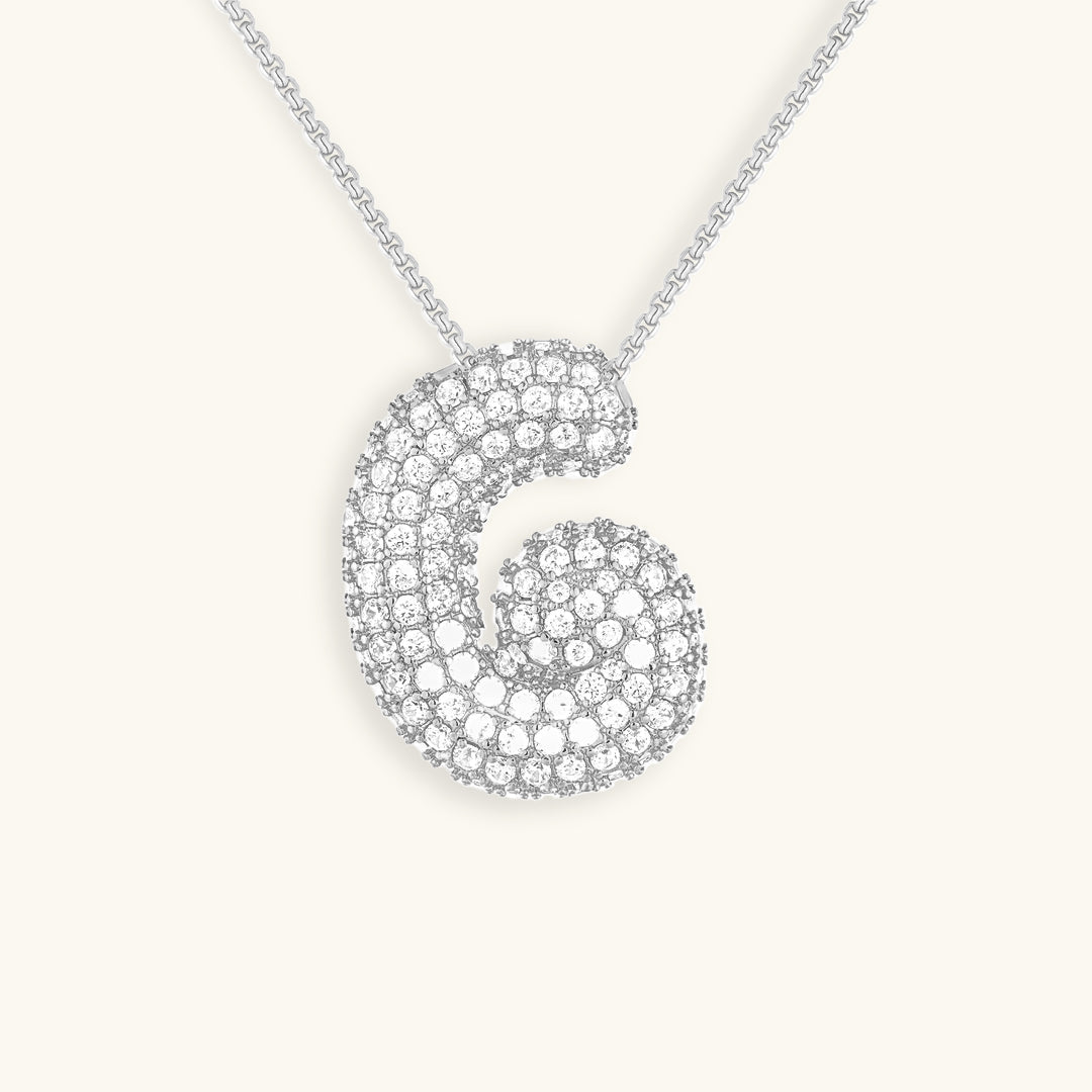 Valantomode | Plated Volumetric Initial Necklace with High-Refractive Stone Assets