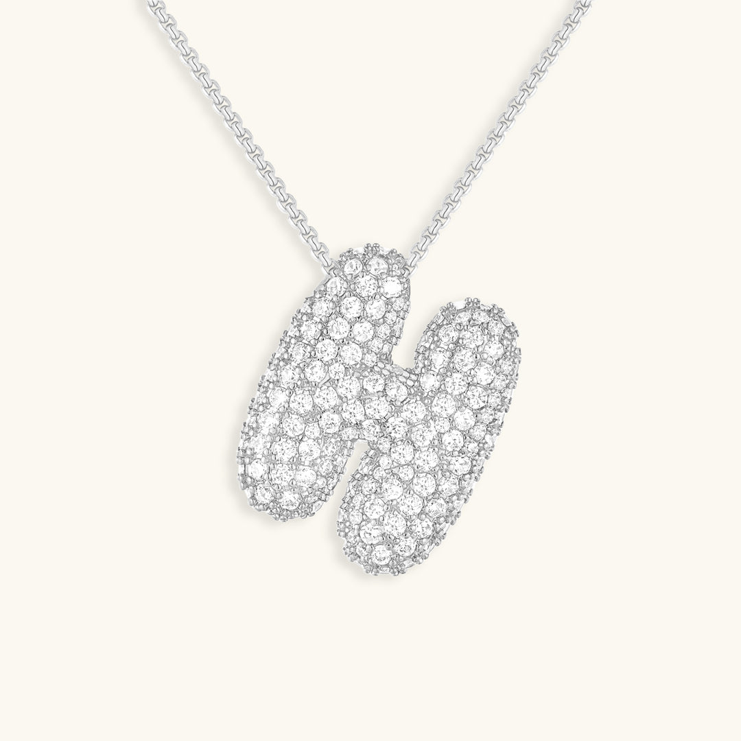 Valantomode | Plated Volumetric Initial Necklace with High-Refractive Stone Assets