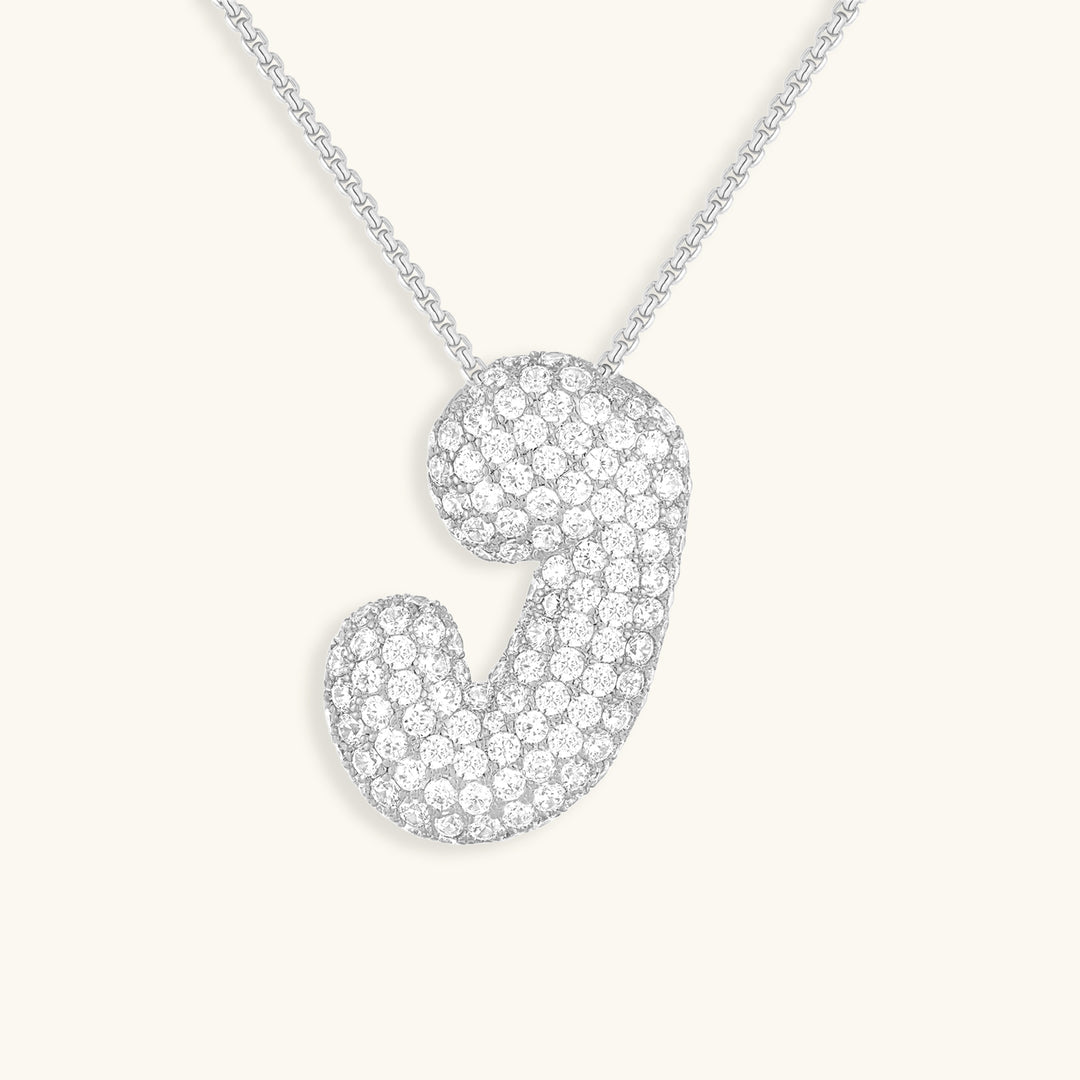Valantomode | Plated Volumetric Initial Necklace with High-Refractive Stone Assets