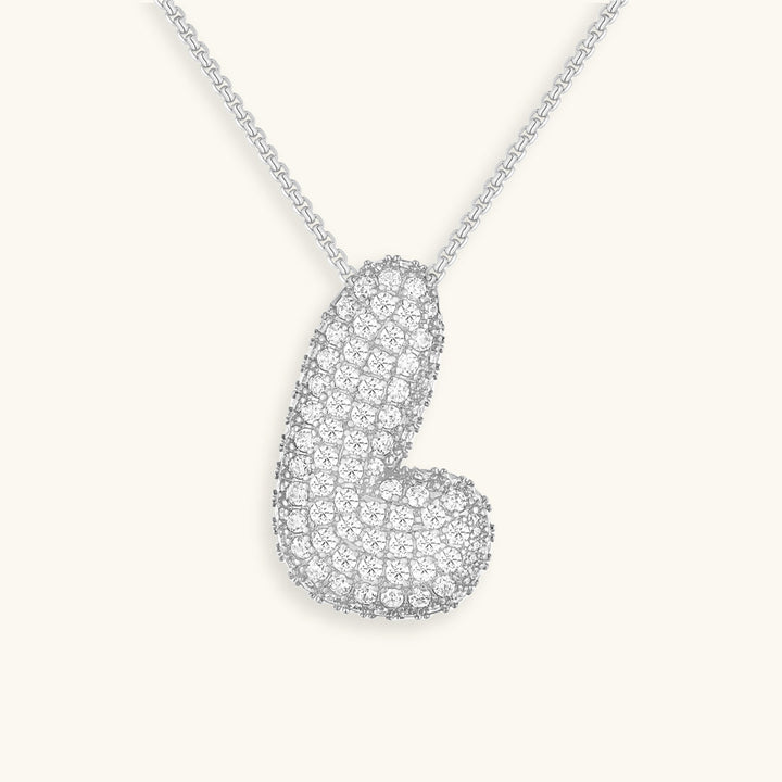 Valantomode | Plated Volumetric Initial Necklace with High-Refractive Stone Assets