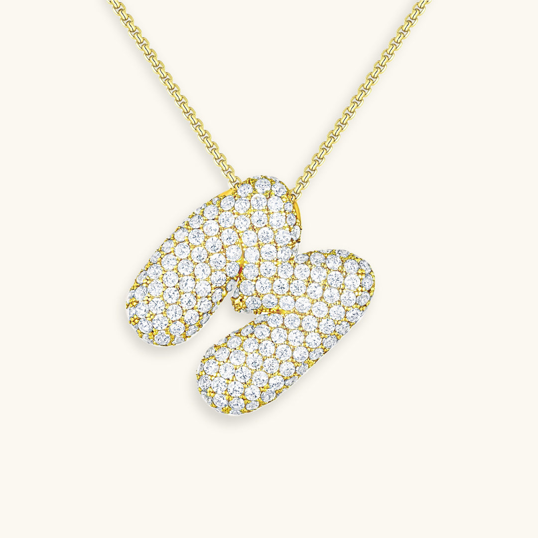 Valantomode | Plated Volumetric Initial Necklace with High-Refractive Stone Assets