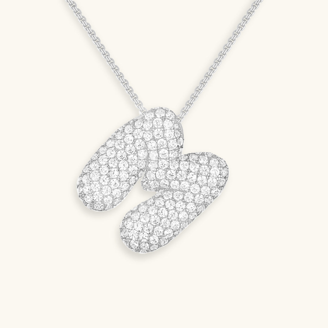 Valantomode | Plated Volumetric Initial Necklace with High-Refractive Stone Assets