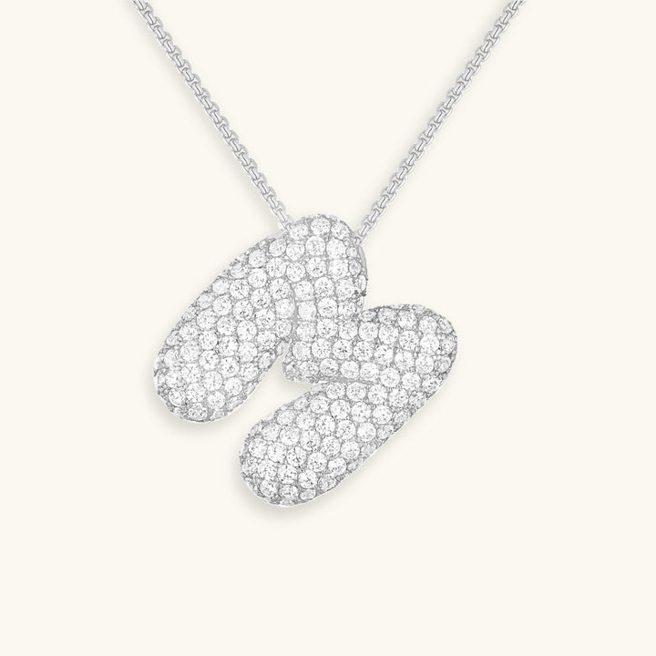 Valantomode | Plated Volumetric Initial Necklace with High-Refractive Stone Assets