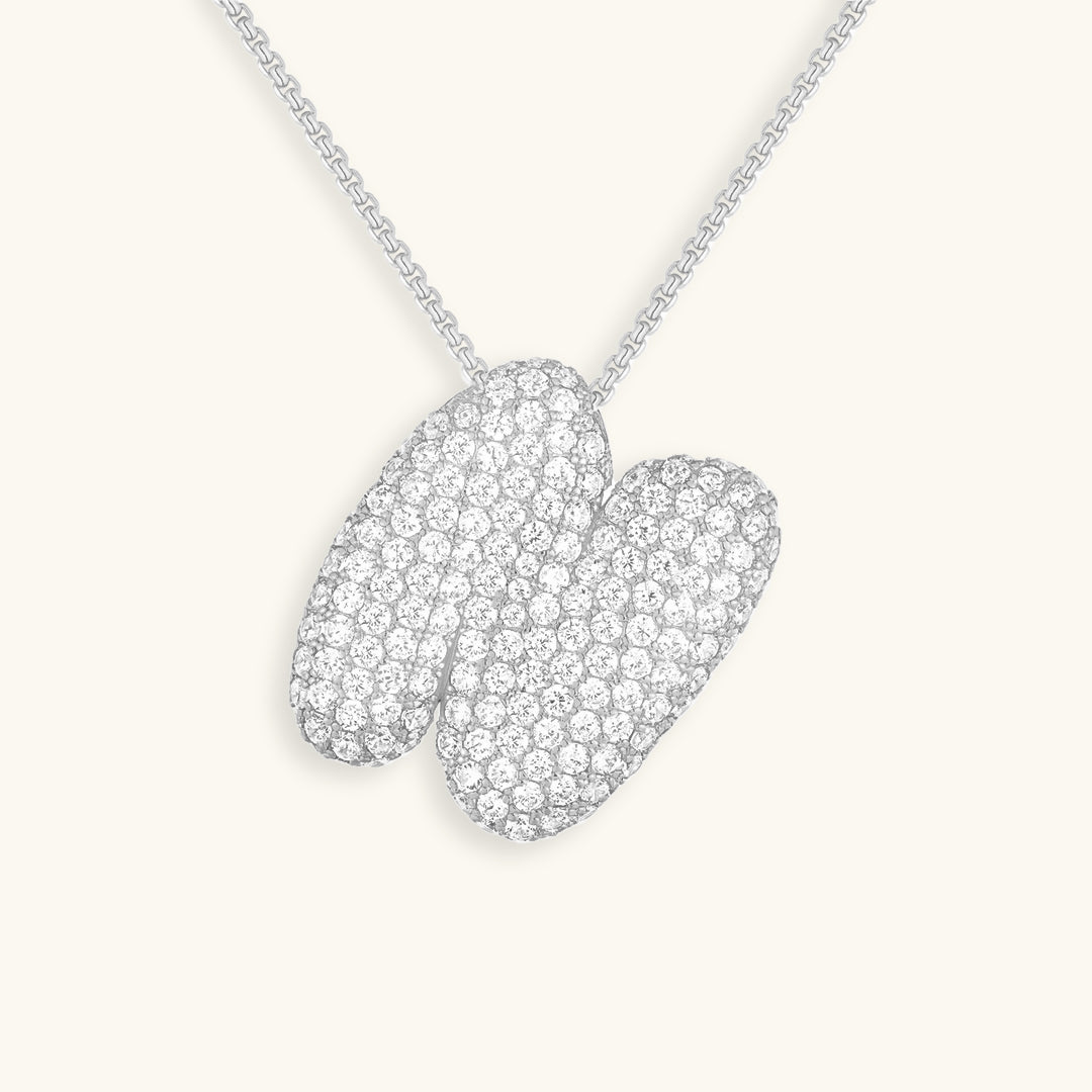 Valantomode | Plated Volumetric Initial Necklace with High-Refractive Stone Assets