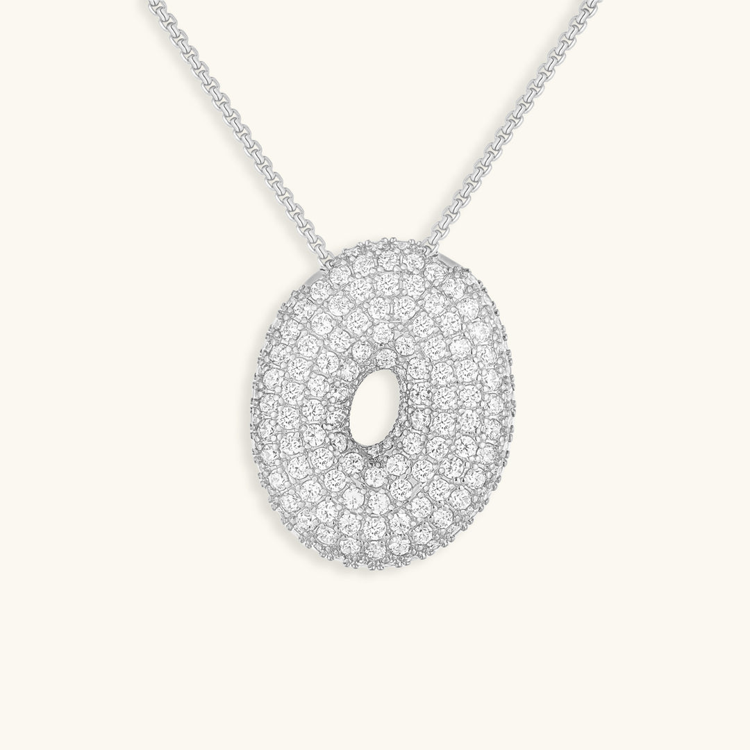 Valantomode | Plated Volumetric Initial Necklace with High-Refractive Stone Assets