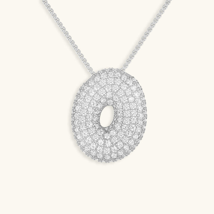 Valantomode | Plated Volumetric Initial Necklace with High-Refractive Stone Assets