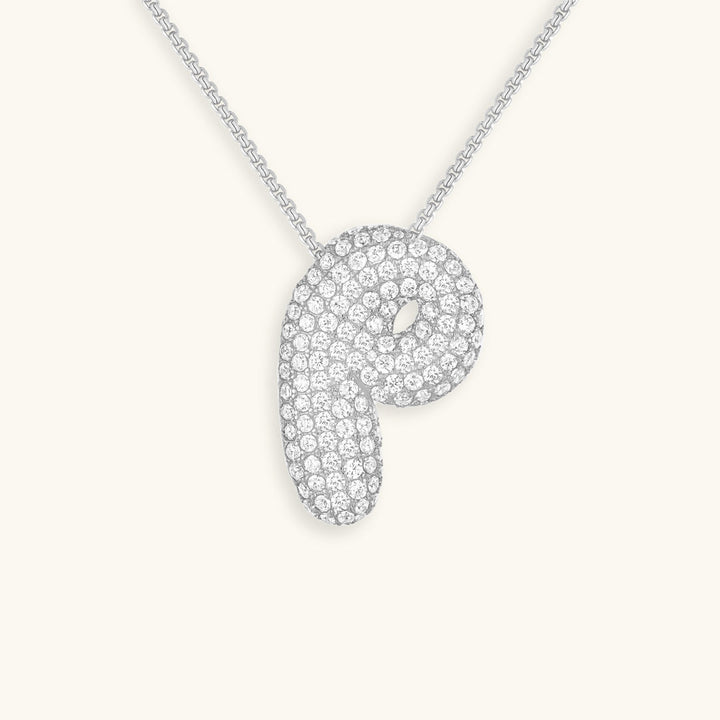 Valantomode | Plated Volumetric Initial Necklace with High-Refractive Stone Assets