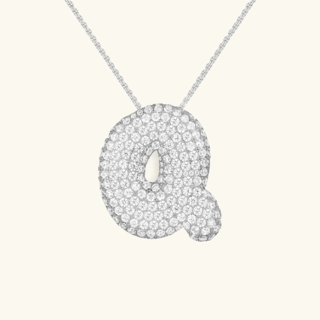 Valantomode | Plated Volumetric Initial Necklace with High-Refractive Stone Assets
