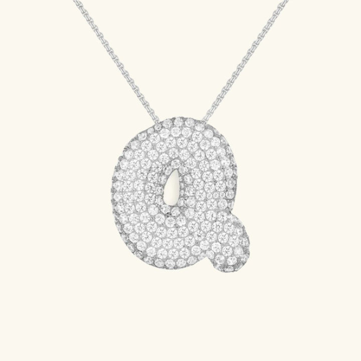 Valantomode | Plated Volumetric Initial Necklace with High-Refractive Stone Assets