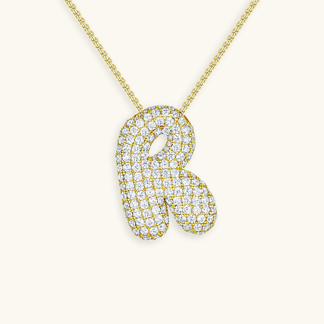 Valantomode | Plated Volumetric Initial Necklace with High-Refractive Stone Assets