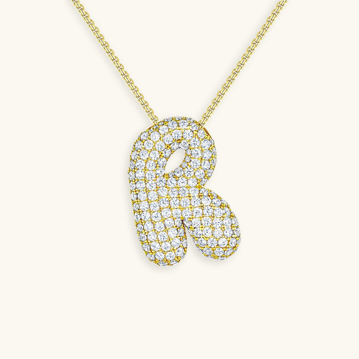 Valantomode | Plated Volumetric Initial Necklace with High-Refractive Stone Assets