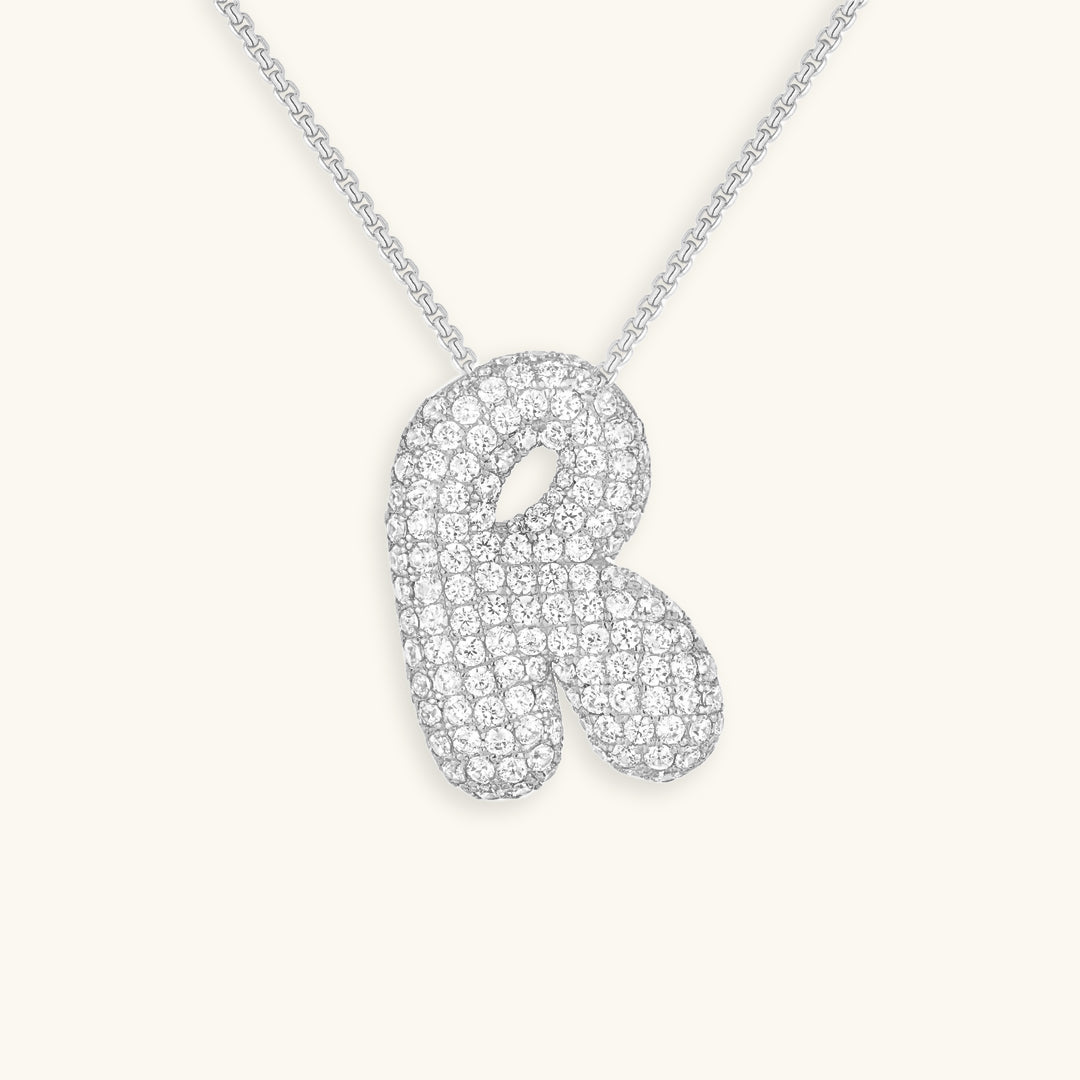 Valantomode | Plated Volumetric Initial Necklace with High-Refractive Stone Assets